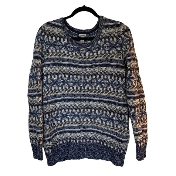 VTG L.L. Bean Cotton Blue Argyle Knit Fisherman Pullover Sweater Womens Medium - Picture 3 of 14